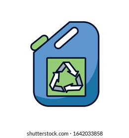 arrows recycle symbol in gallon vector illustration design