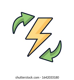 arrows recycle symbol with power ray vector illustration design