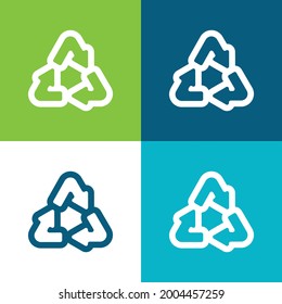 Arrows Recycling Triangle Outline Flat four color minimal icon set