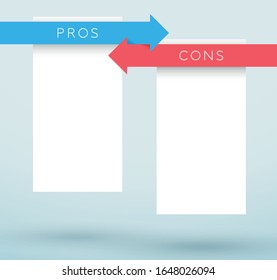 Vektorillustration für Rot-Blau-Pros und Cons-Vergleichslisten