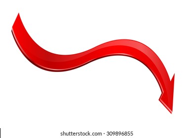 Arrows red. Down arrows, statistic financial graphic. Vector illustration