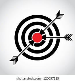 Arrows in a red field on the target, illustration