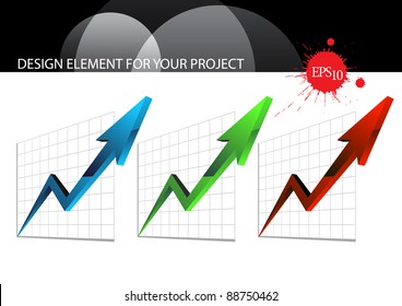 arrows in red green and blue on a white background