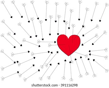 Arrows and red heart