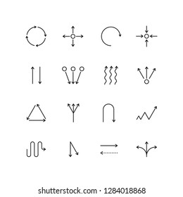 Arrows related icons: thin vector icon set, black and white kit