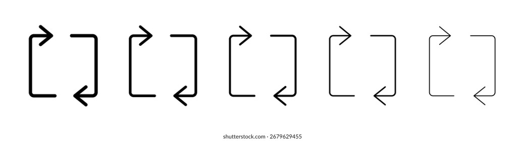Logotipo de icono de repetición de flechas en la colección de líneas de trazo