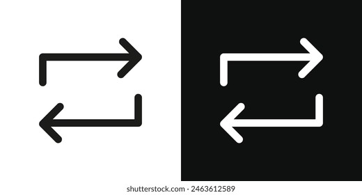 Arrows Repeat icon set. Cycle and repeat vector symbol. Switch and exchange sign. Reverse and renew icon.