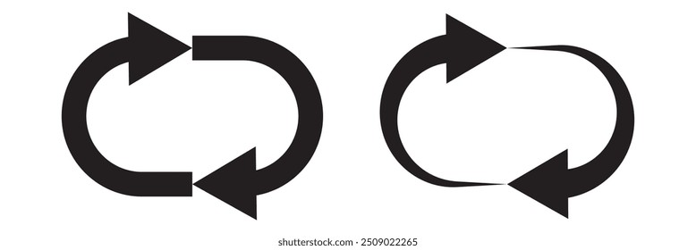 Arrows Repeat icon set. Repetition vector symbol. Exchange or replace sign. Renew, switch, or reverse icon.