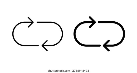 Arrows repeat icon set vector symbol in black filled and stroke style