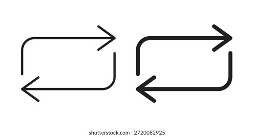 Arrows repeat icons of black colored in various styles