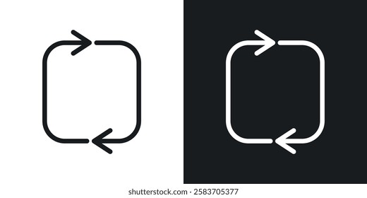 Arrows repeat icons collection in black and white filled and line versions