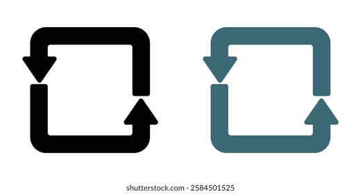 Arrows repeat icons pack in black and colored version