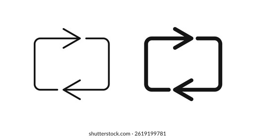 Arrows repeat icons set in black colors on white background
