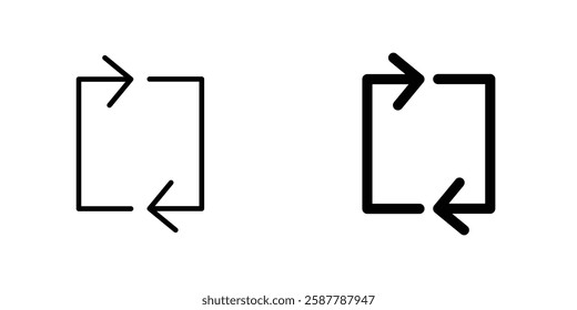 Arrows repeat icons. stroke line and black solid icons
