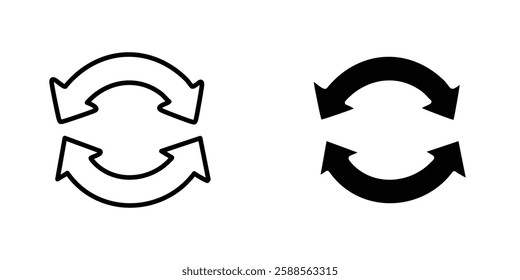 Arrows repeat vectors icons set in filled and strokes on white background