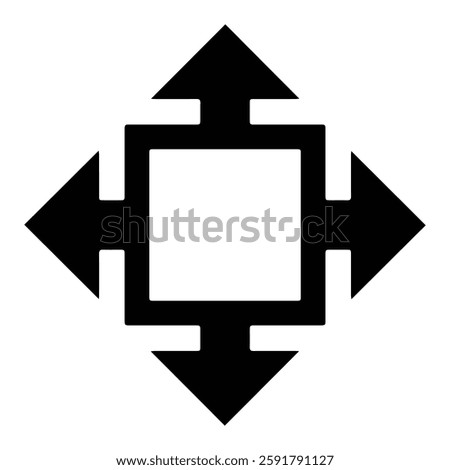 arrows to the right, left, up, down icon with white background