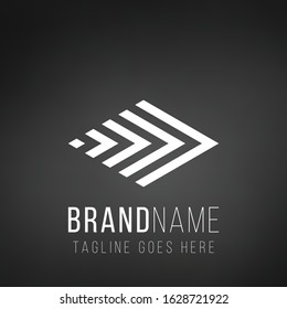 Arrows right in the shape of rhombus company logo design. Stock Vector illustration isolated on black background.