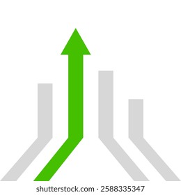 arrows rising on the wall, growth chart or graph investment - booming economic growth breaking record. business arrow target direction concept to success.