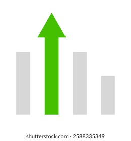 arrows rising on the wall, growth chart or graph investment - booming economic growth breaking record. business arrow target direction concept to success.