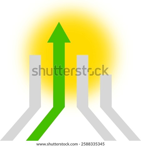 arrows rising on the wall, growth chart or graph investment - booming economic growth breaking record. business arrow target direction concept to success.
