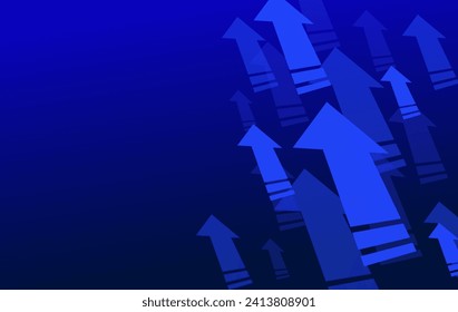 Arrows rising up. Flat, blue, many arrows going up, design for trading, rising prices. Vector illustration