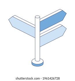 Arrows road signs. Vector 3d line isometric, web icons, blue color. Creative design idea for infographics.