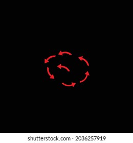 Arrows in round shape red