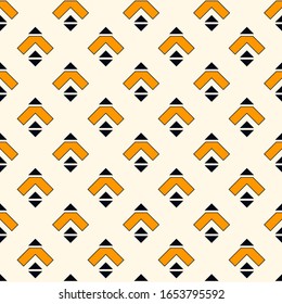 Arrows, scales seamless pattern. Ethnic, tribal print. Squama, chevrons ornament. Repeated arrowhead, triangular shapes background. Native americans ornamental wallpaper. Vector abstract digital paper