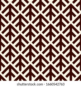 Arrows, scales seamless pattern. Ethnic, tribal print. Squama, chevrons ornament. Repeated arrowhead, triangular shapes background. Native americans ornamental wallpaper. Vector abstract digital paper