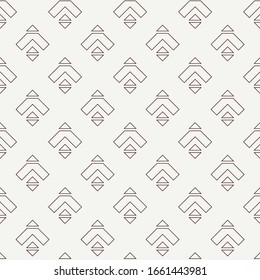 Arrows, scales seamless pattern. Ethnic, tribal print. Squama, chevrons ornament. Repeated arrowhead, triangular shapes background. Native americans ornamental wallpaper. Vector abstract digital paper