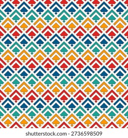 Pfeile, skaliert nahtloses Muster. Ethnische, Stammeskultur. Squama, Chevrons Ornament. Wiederholte Pfeilspitze, dreieckige Formen Hintergrund. Indianer dekorieren Tapeten. Vektorabstraktes Digitalpapier
