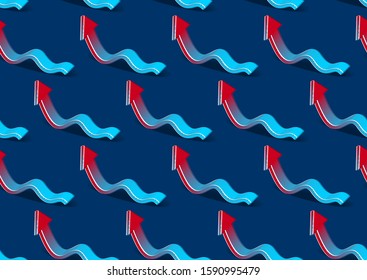 Arrows seamless background, backdrop for website or textile, crawling funny cartoon cursors, vector wallpaper or web site background.