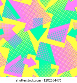 Arrows seamless geometric trendy pattern. Textile ink brush strokes dynamic design in doodle grunge texture style.Urban print for sport clothes, wrapping paper,apparel