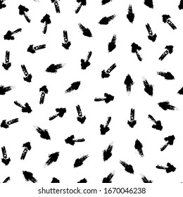 Arrows seamless pattern hand drawn with a brush. Vector Monochrome Grunge texture. Scandinavian background in a simple style for printing on textiles, paper, Wallpaper, print on t-shirts