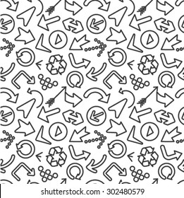 Arrows Seamless Pattern in Modern Linear Style. Vector Background