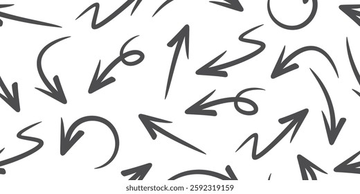 Arrows seamless pattern. Arrows set icons. Arrow vector collection. Black pointers.