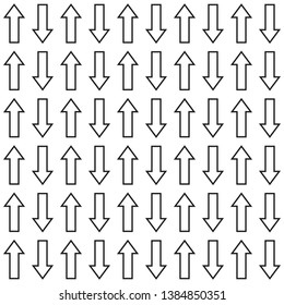 Arrows seamless pattern. Sketch design symbols. Black and white vector illustration. EPS10