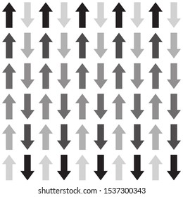 Arrows seamless pattern. Sketch design symbols. Black and white vector illustration. Transparency level. Vector EPS10