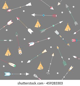 Arrows seamless pattern. Tribal indian texture. Ethnic background. Scandinavian design
