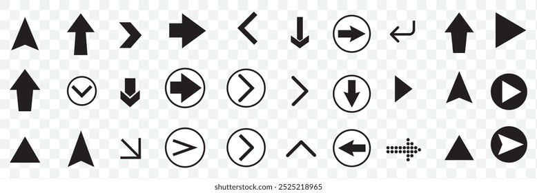 Conjunto de flechas de 100 iconos negros. Icono de flecha. Colección de Vector de flecha. Flecha. Cursor. Modernas flechas simples. Ilustración vectorial. EPS 10.