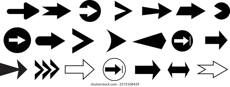 Arrows set of 100 black icons. Arrow icon. Arrow vector collection. Arrow. Cursor. Modern simple arrows. Vector illustration