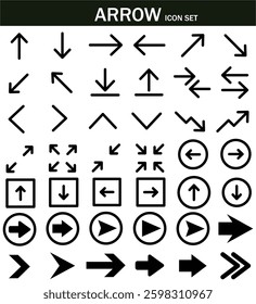 Arrows set of 42 icons. Arrow icon. Arrow vector collection. Arrow. Cursor. Modern simple arrows. Vector illustration.Editable stroke. EPS 10.