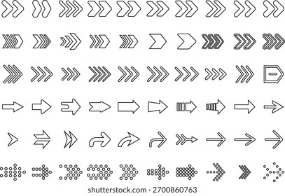 Conjunto de flechas de 60 iconos negros. Icono de flecha. Colección de Vector de flecha. Flechas. Cursor. Modernas flechas simples. Ilustración vectorial. Colección de Vector Flecha Negra. Conjunto de iconos de flecha de Vector.