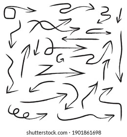 Arrows set arrow hand made with brush vector on background