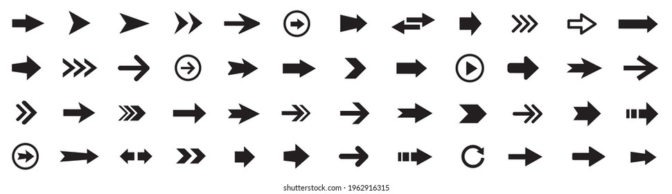 Arrows set. Arrow icon collection. Set different arrows or web design. Arrow flat style isolated on white background - stock vector.