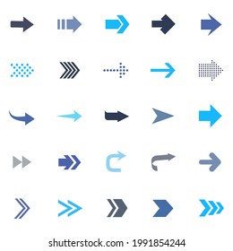 Arrows set. Arrow icon collection. Set different arrows or web design. Arrow flat style isolated on white background - stock vector.
