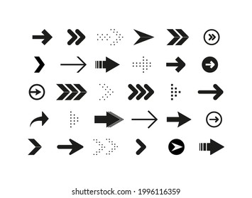 Arrows set. Arrow icon collection. Collection different arrows or web design. Arrow flat style isolated on white background. Vector illustration