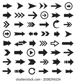 Arrows set. Arrow icon collection. Set different arrows or web design. Arrow flat style isolated on white background - stock vector.