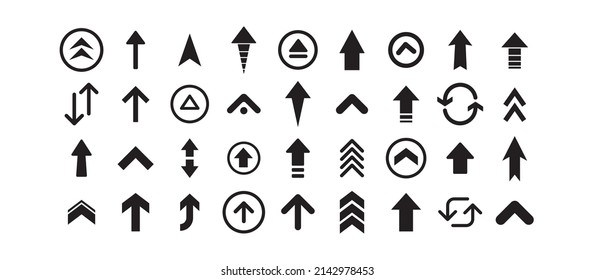 Pfeilsatz. Kollektion von Pfeilsymbol. Flache Stilsymbole einzeln. Stock-Vektorgrafik.