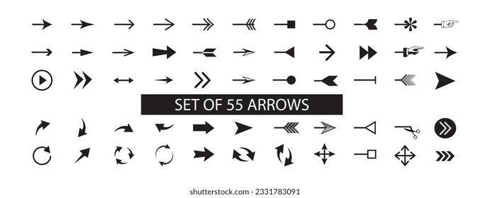 Arrows set. Arrow icon collection. Set different arrows or web design. Arrow flat style isolated on white background - stock vector.